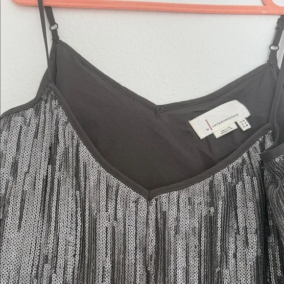 Anthropologie Metallic Sequin Grey Camisole - Picture 3 of 5